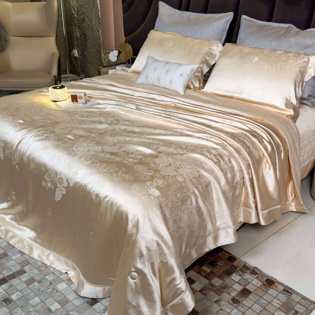 【赫微娅】100%填充蚕丝夏被四件套高档夏凉被空调被真丝简约轻奢