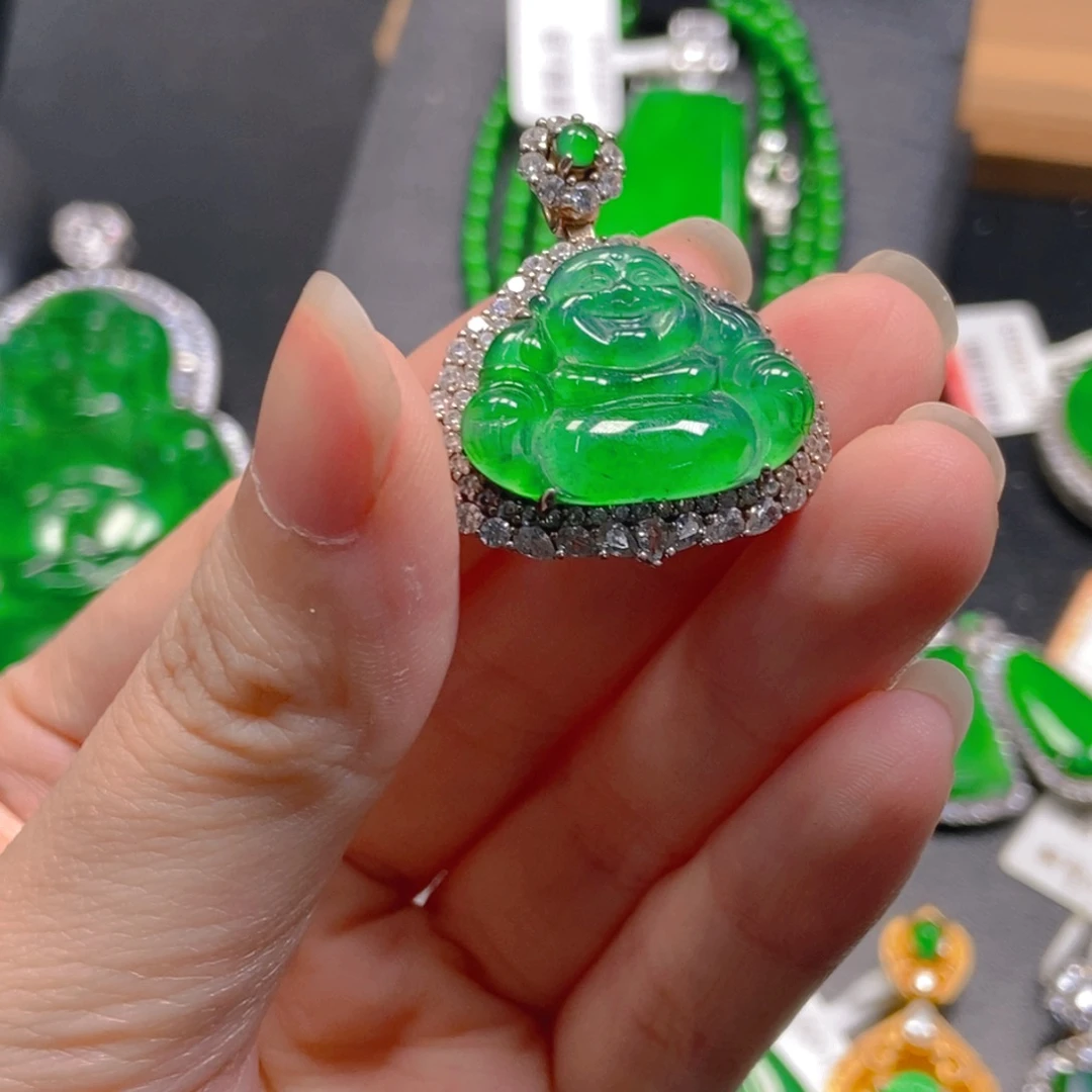 翡翠银S925镶嵌吊坠(不含链)