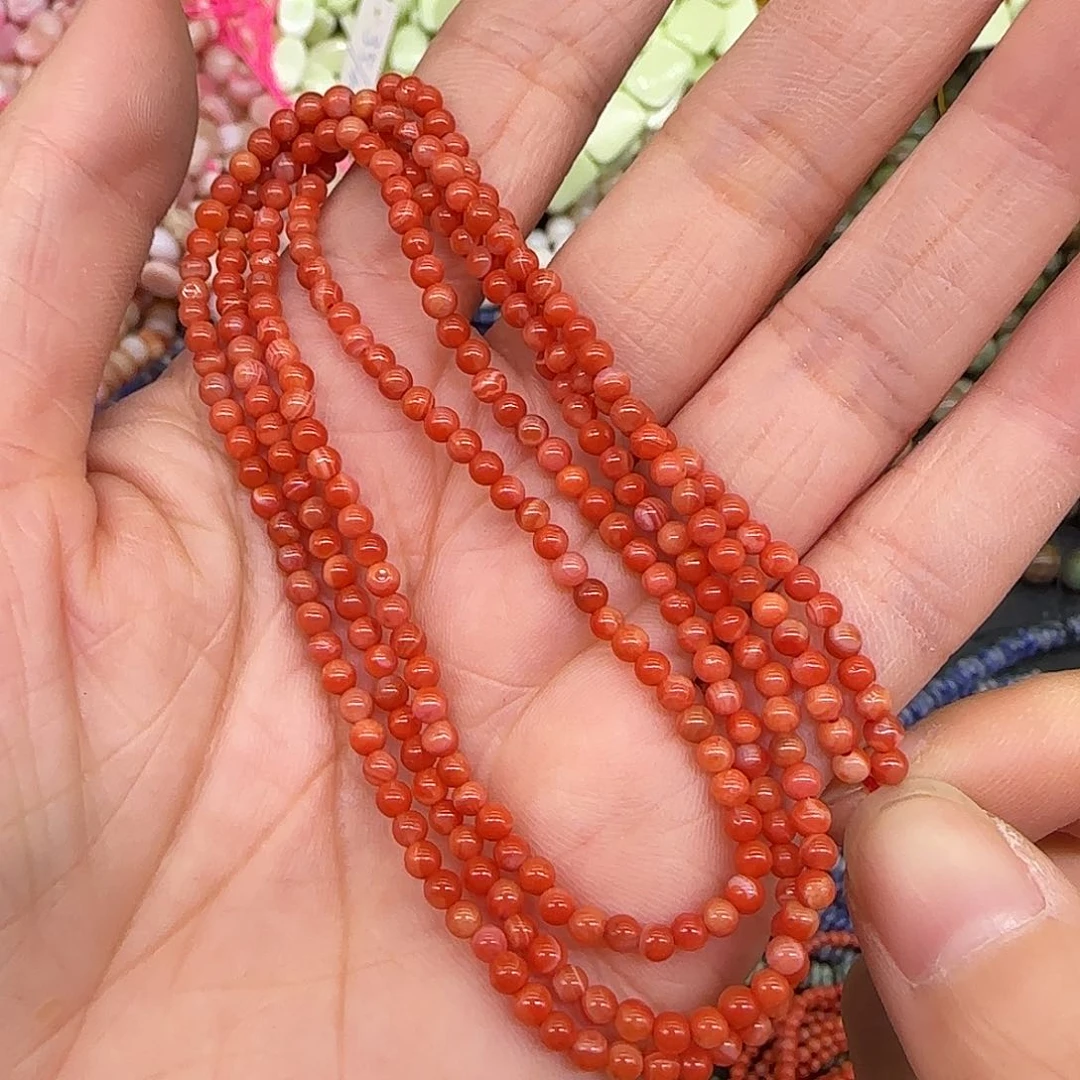 玛瑙/玉髓合金珠宝半成品南红2mm一条加长07