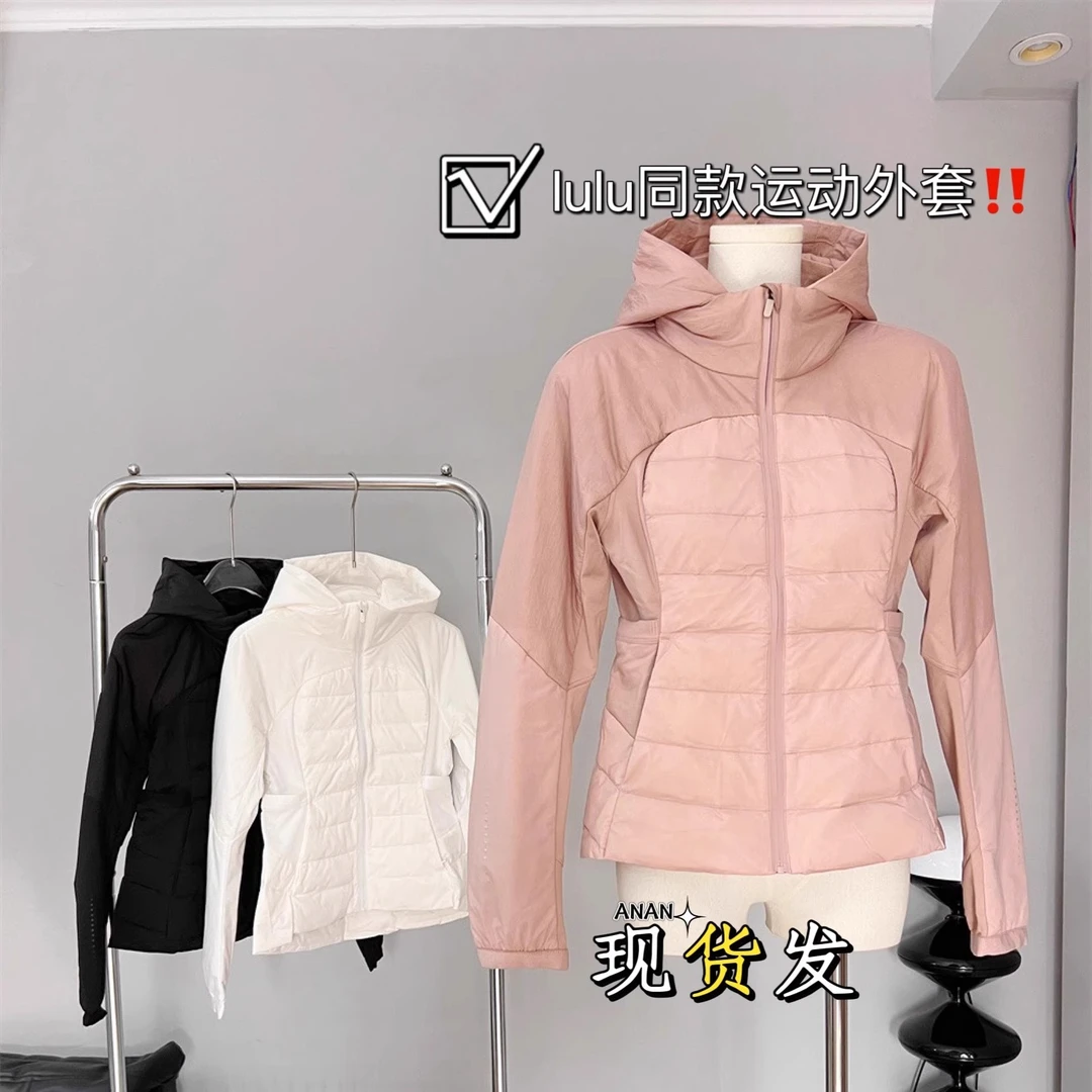 【现货】lulu系小羽绒 轻薄自在女冬季拼接连帽羽绒服小短款外套