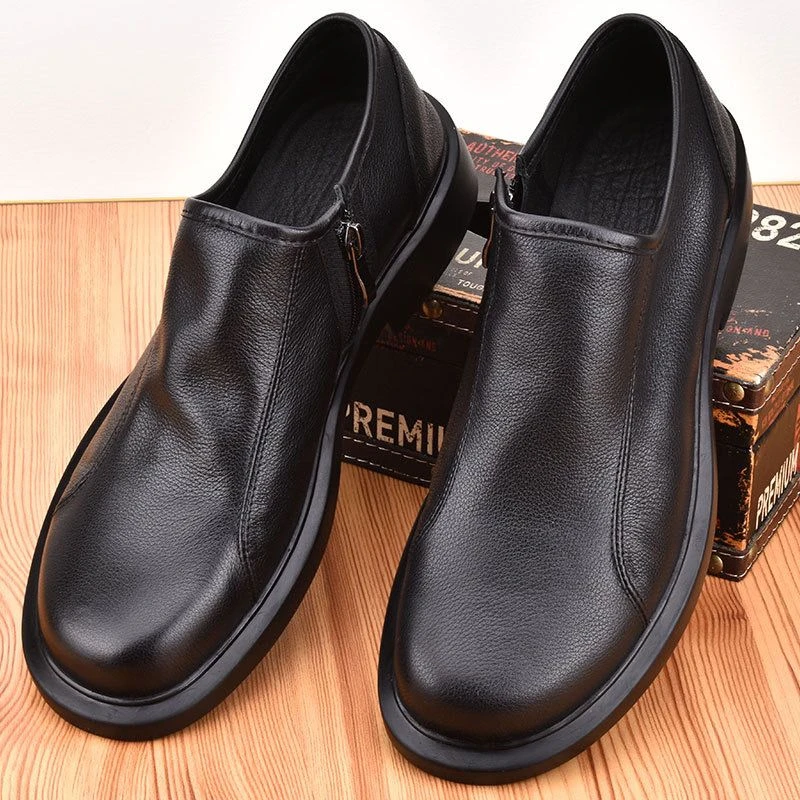 [头层牛皮男鞋号2]男士真皮春节高档牛皮休闲鞋软底软面爸爸鞋