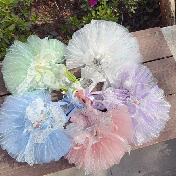 萌宠糖果色夏季薄款碎花蕾丝吊带蓬蓬裙 小熊泡沫宠物服饰原创