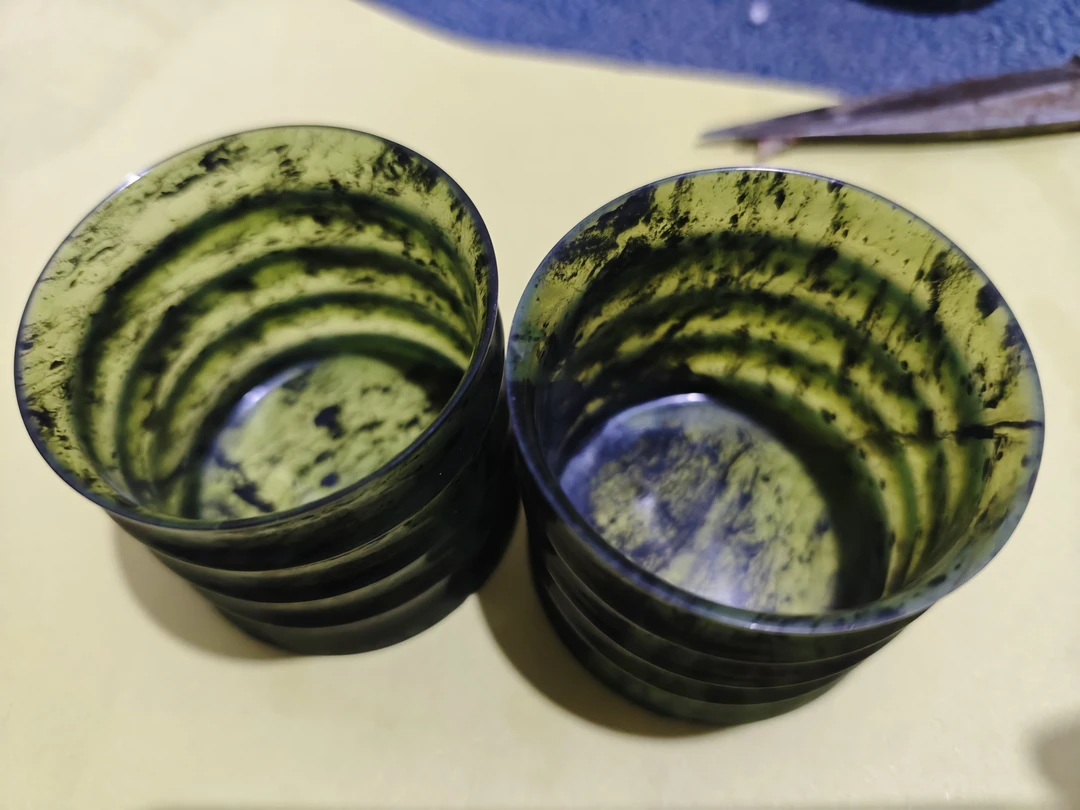 正品酒泉夜光杯 敦煌夜光杯，天然墨玉原石雕刻茶杯酒杯竹节杯