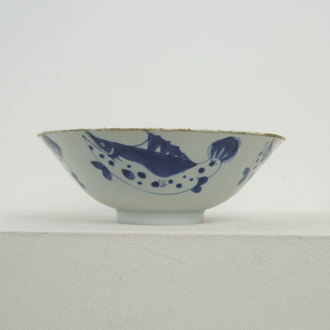 GTH00325Y2青花鲢鲤鳜鳙图斗笠碗