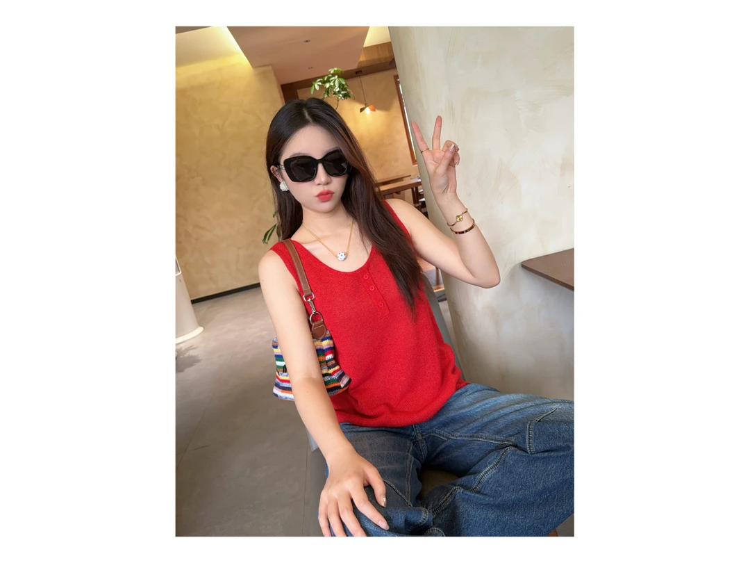 新款“心动信号”背心875#P02494新款未来辣妹百搭上衣