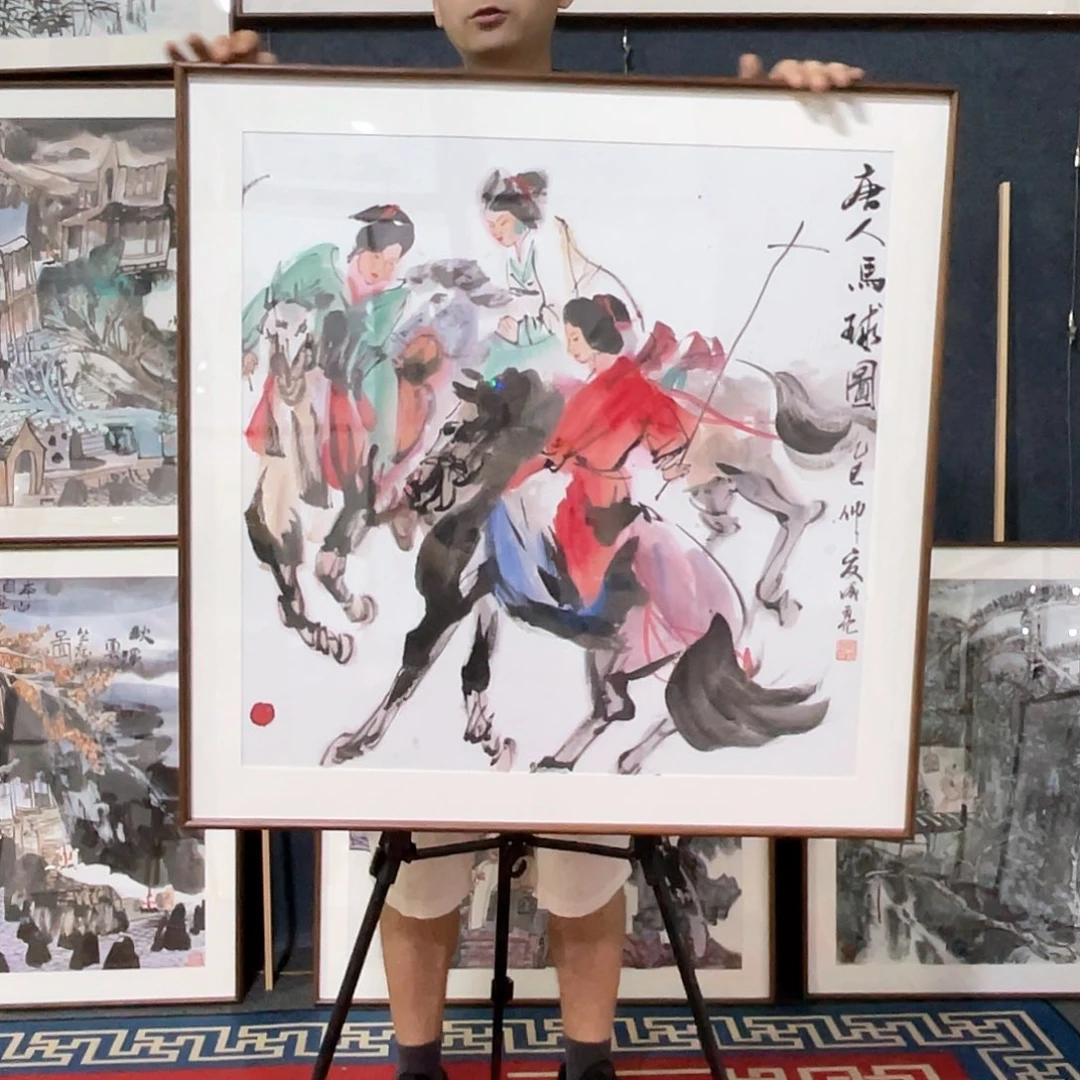 国画手绘画作品带框80/80