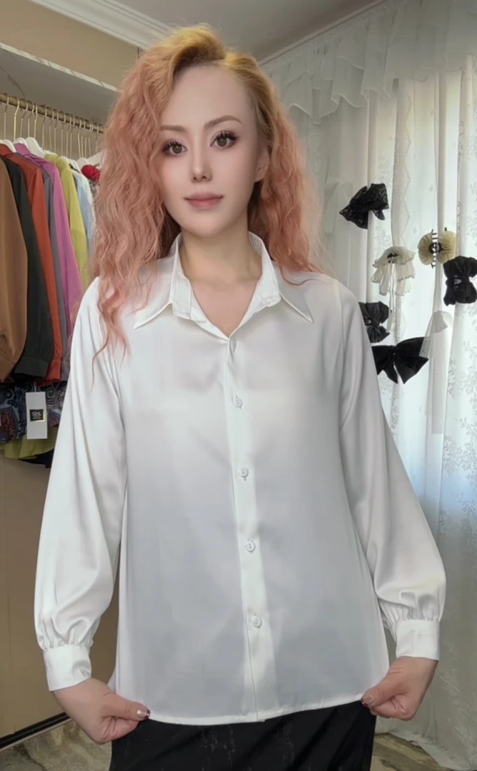 轻熟风衬衫长袖设计感小众气质百搭上衣女