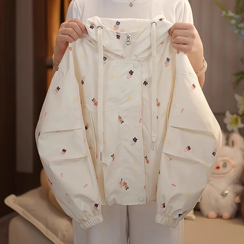 女童拉布布软壳冲锋衣外套2025新款春秋款连帽开衫夹克衫防风衣潮