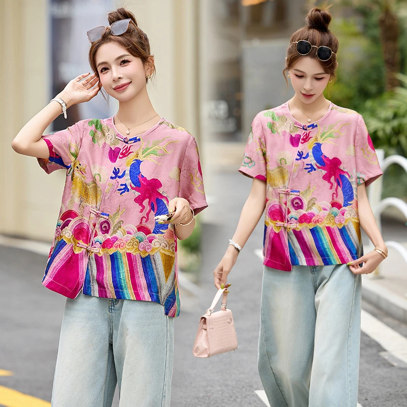 新中式国风复古提花外套女2025夏季新款洋气减龄宽松百搭短款上衣