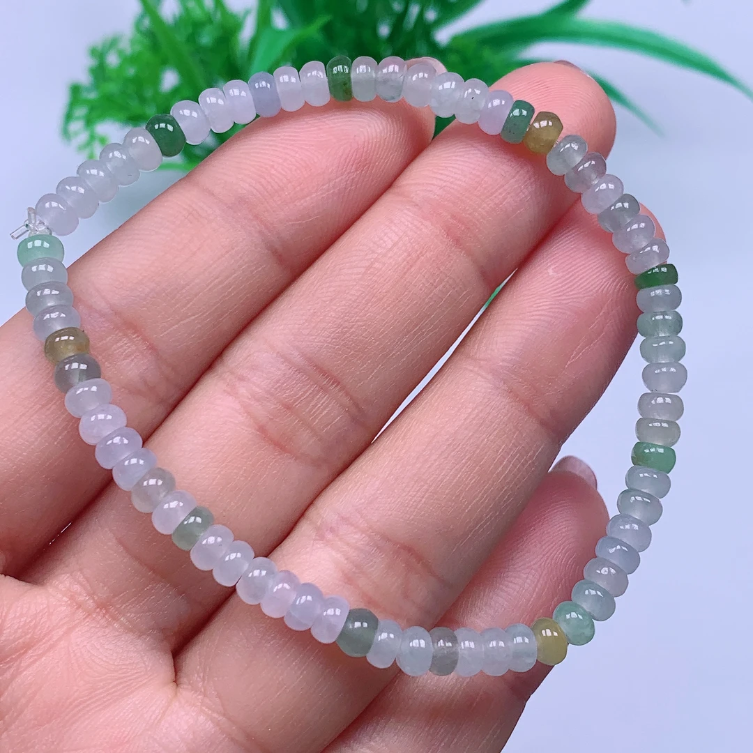 缅甸天然A货翡翠，冰润算盘小米珠 编号446/216尺寸4