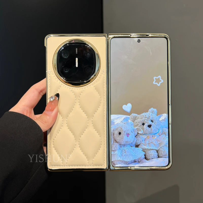 适用华为x6折叠屏手机壳新款秋冬新款小香风羽绒服纹matex5典藏版