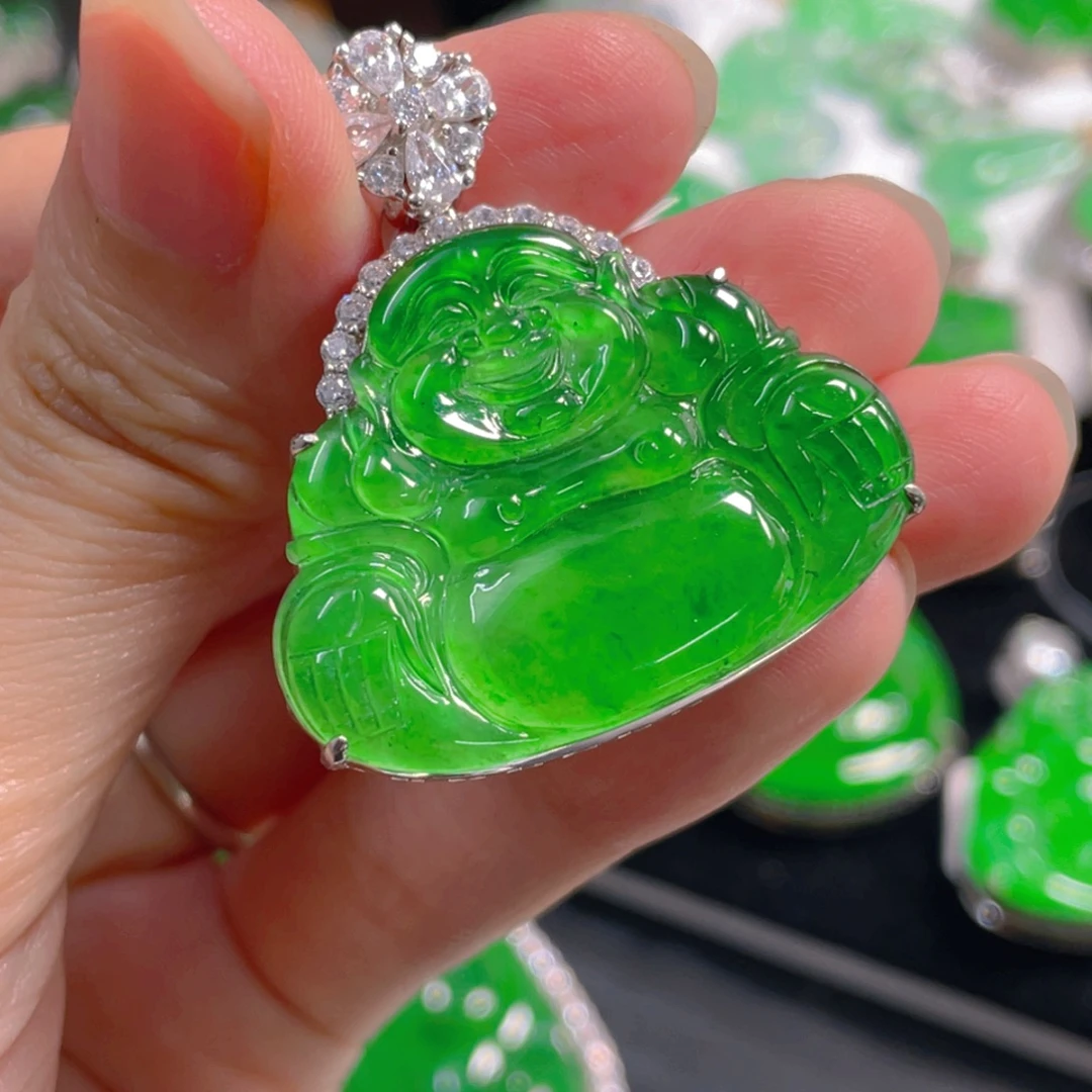 翡翠银S925镶嵌吊坠(不含链)