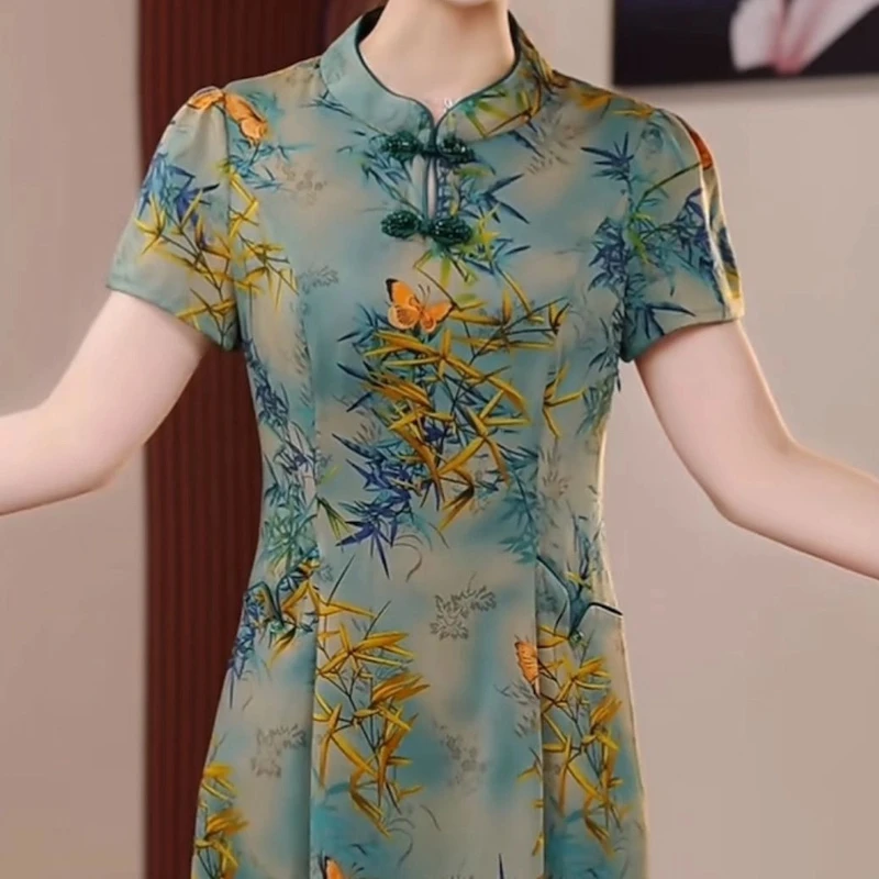 高级芙蓉丝新中式改良版气质旗袍裙2025夏季新款时尚国风优雅旗袍