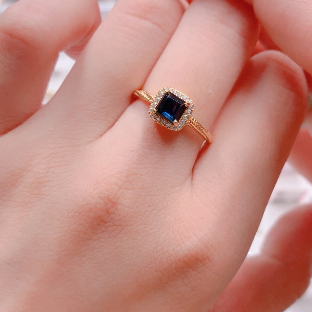 蓝宝石戒指银S925镶嵌