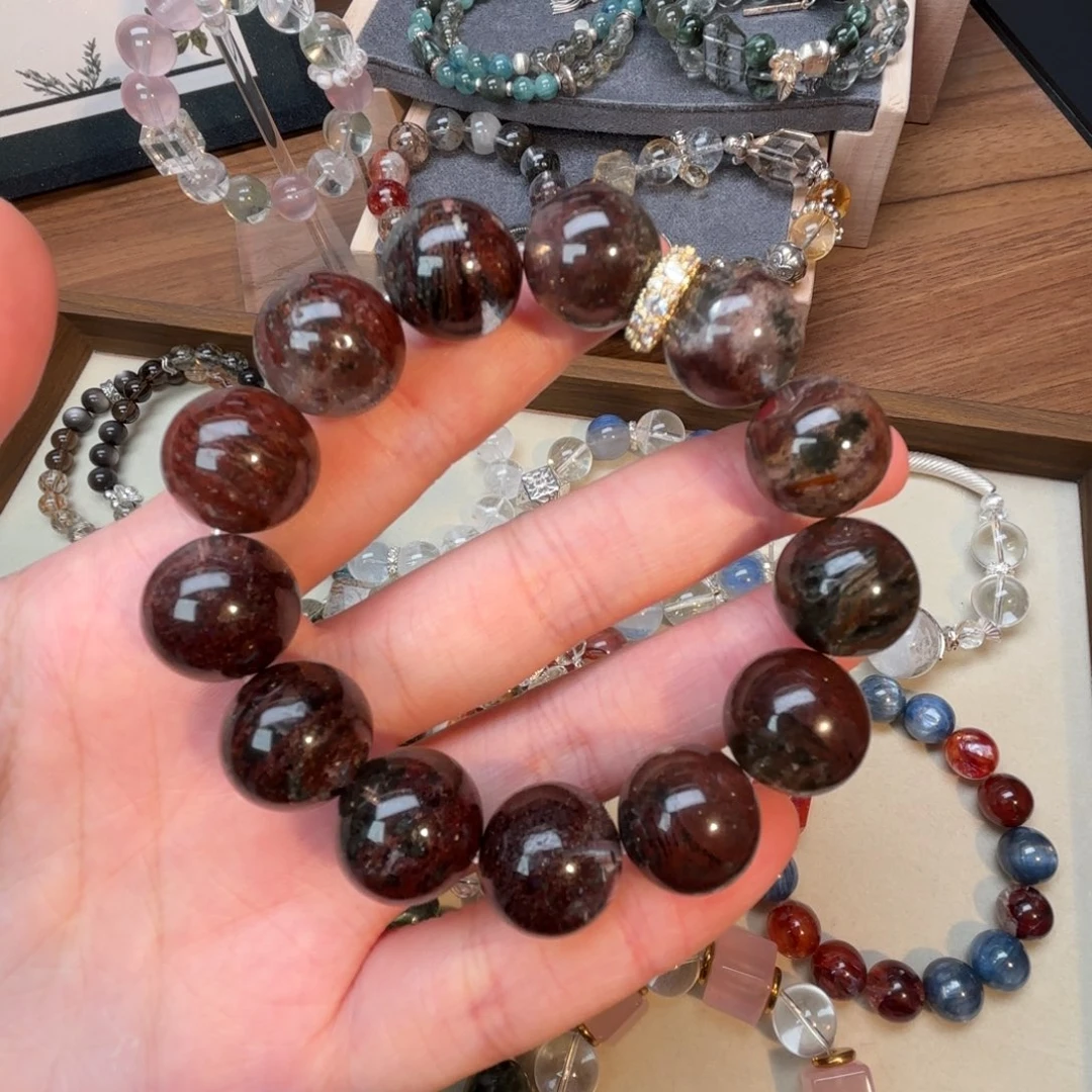 水晶合金手链天然满矿红幽灵