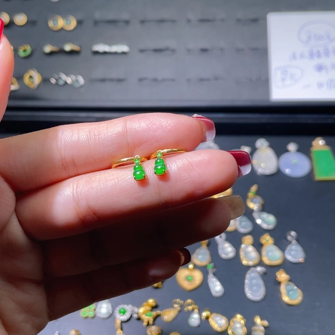 翡翠耳饰18K金镶嵌忆****食耳饰