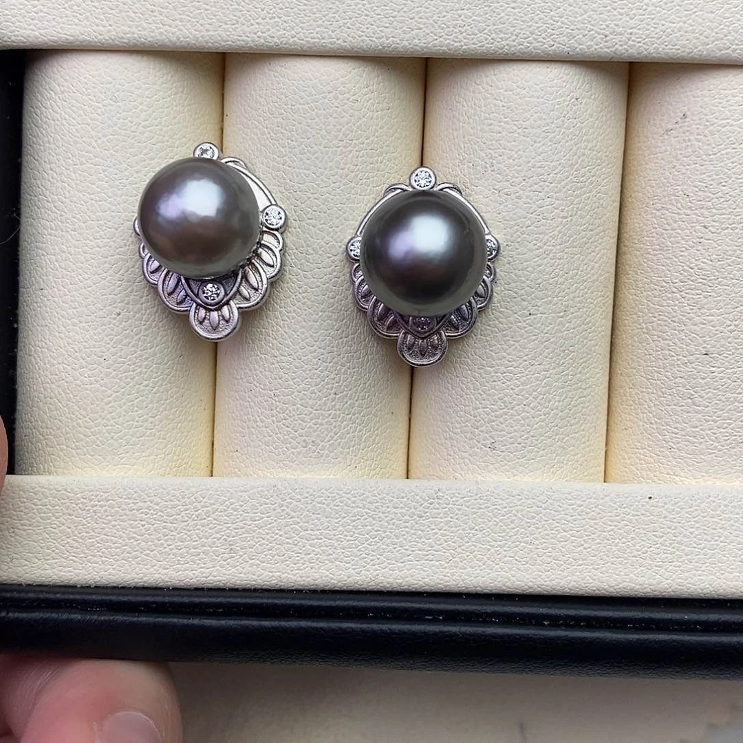 海水珍珠耳饰银S925镶嵌