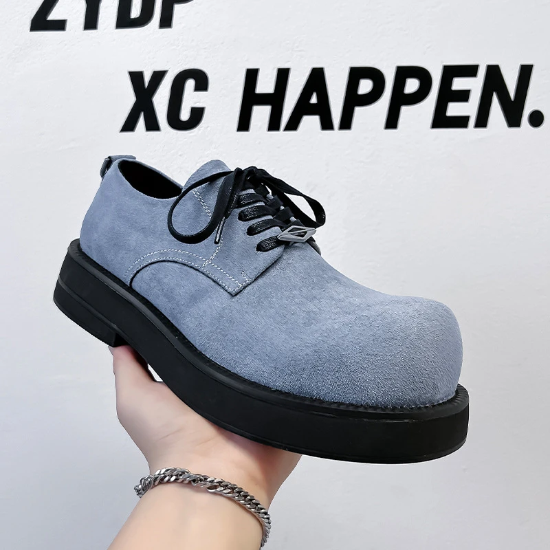 德比鞋男女2025新款米奇大头鞋黑色厚底情侣皮鞋潮流男士百搭鞋子