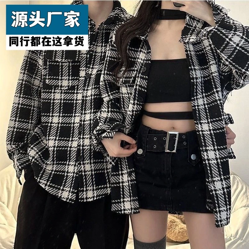 梵乐芬小香风情侣装外套2025新款春秋季高级感韩版港风格子百搭ro