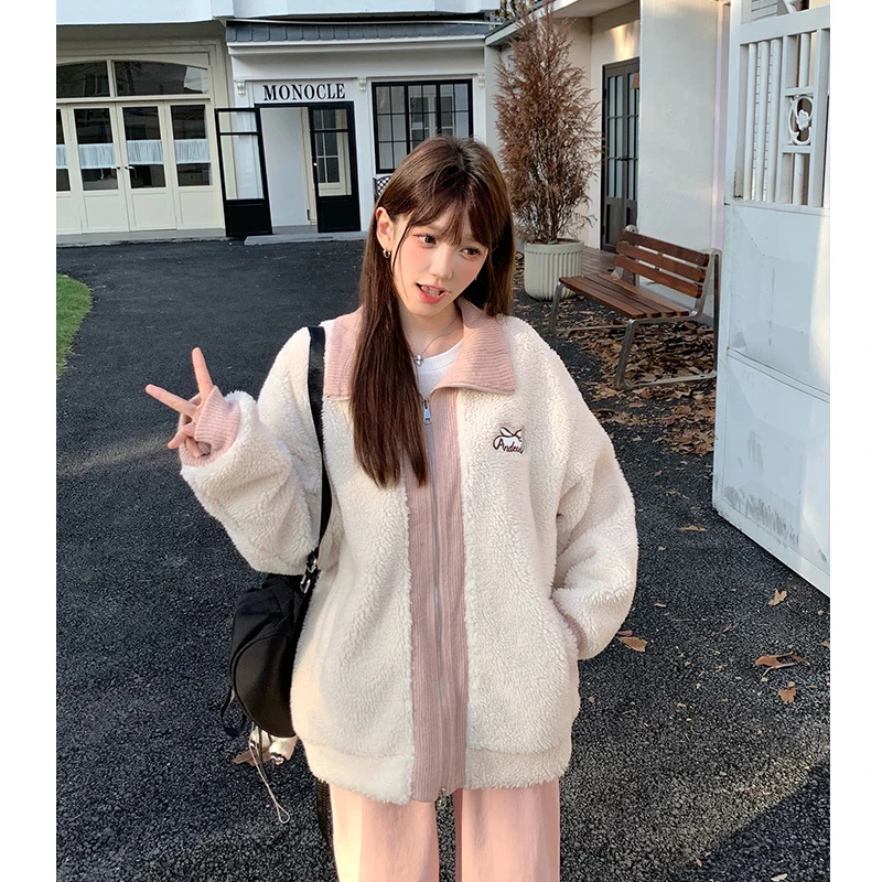 ANDEARDI秋冬休闲甜美减龄ins风仿羊羔毛加厚外套女