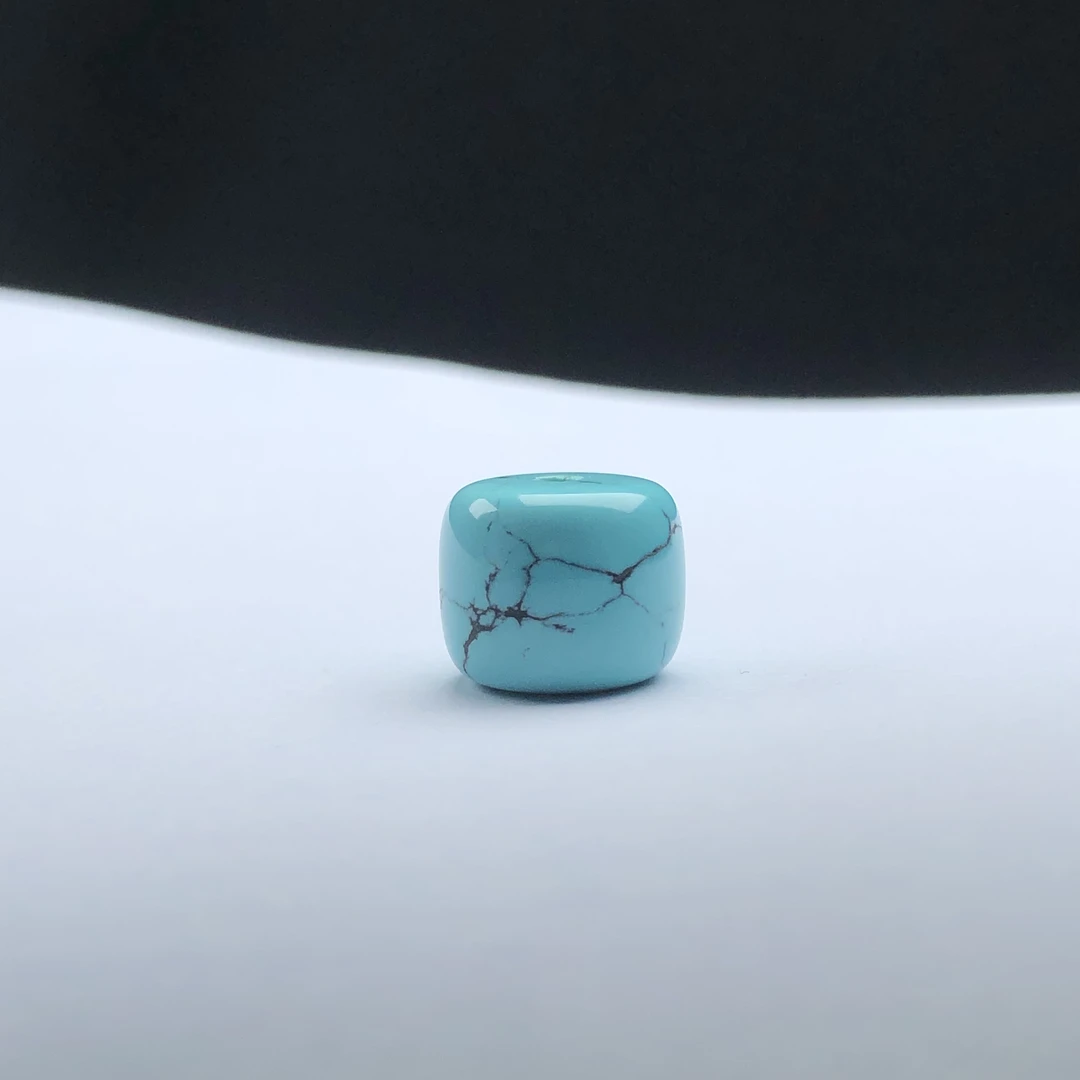 「鼎玉松石」湖北原矿绿松石玻璃瓷级水草纹老型珠 无优化出地大