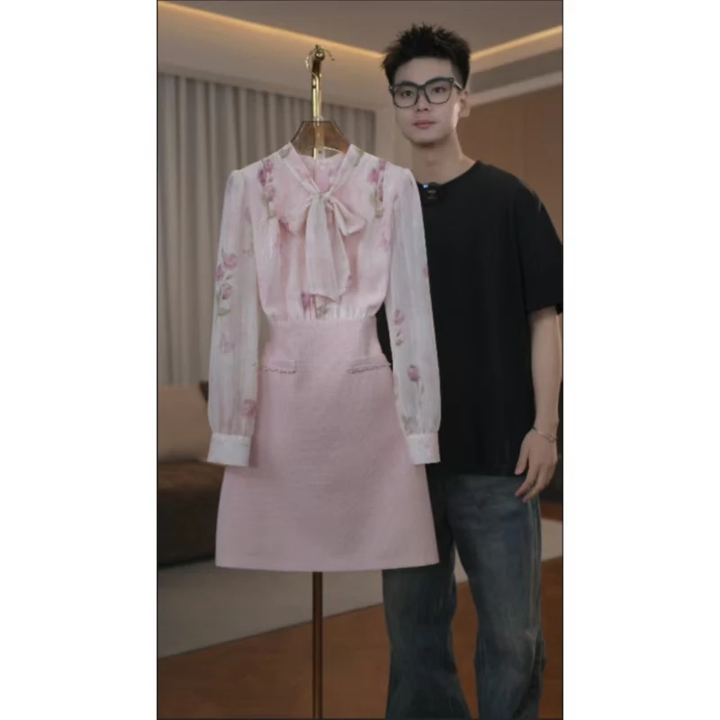 【蒂妮佳-现货】1948品牌女装长袖高贵气质显瘦假两件套连衣裙