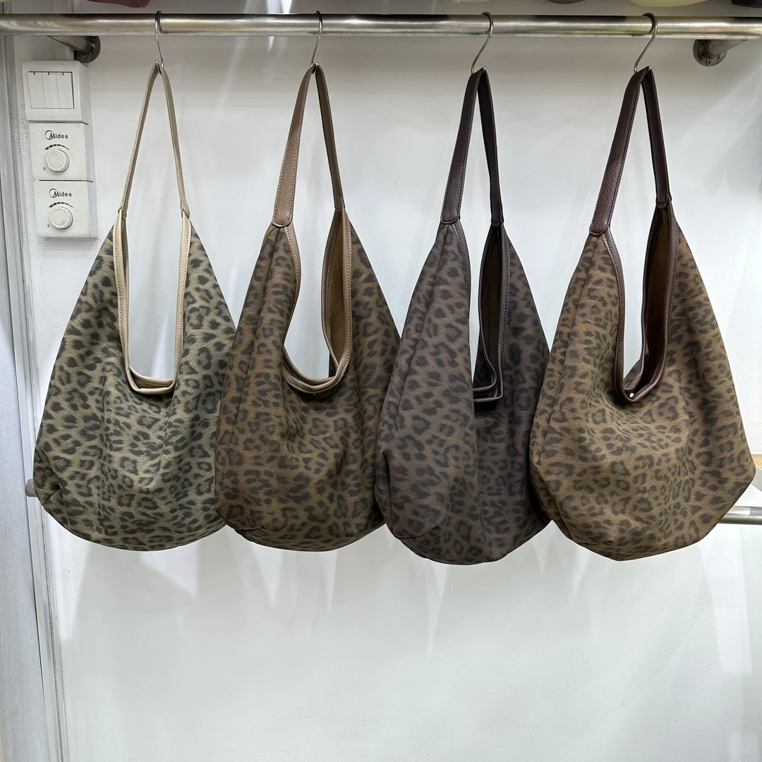 小众设计感时尚超火百搭腋下包慵懒纯色质感豹纹包托特包