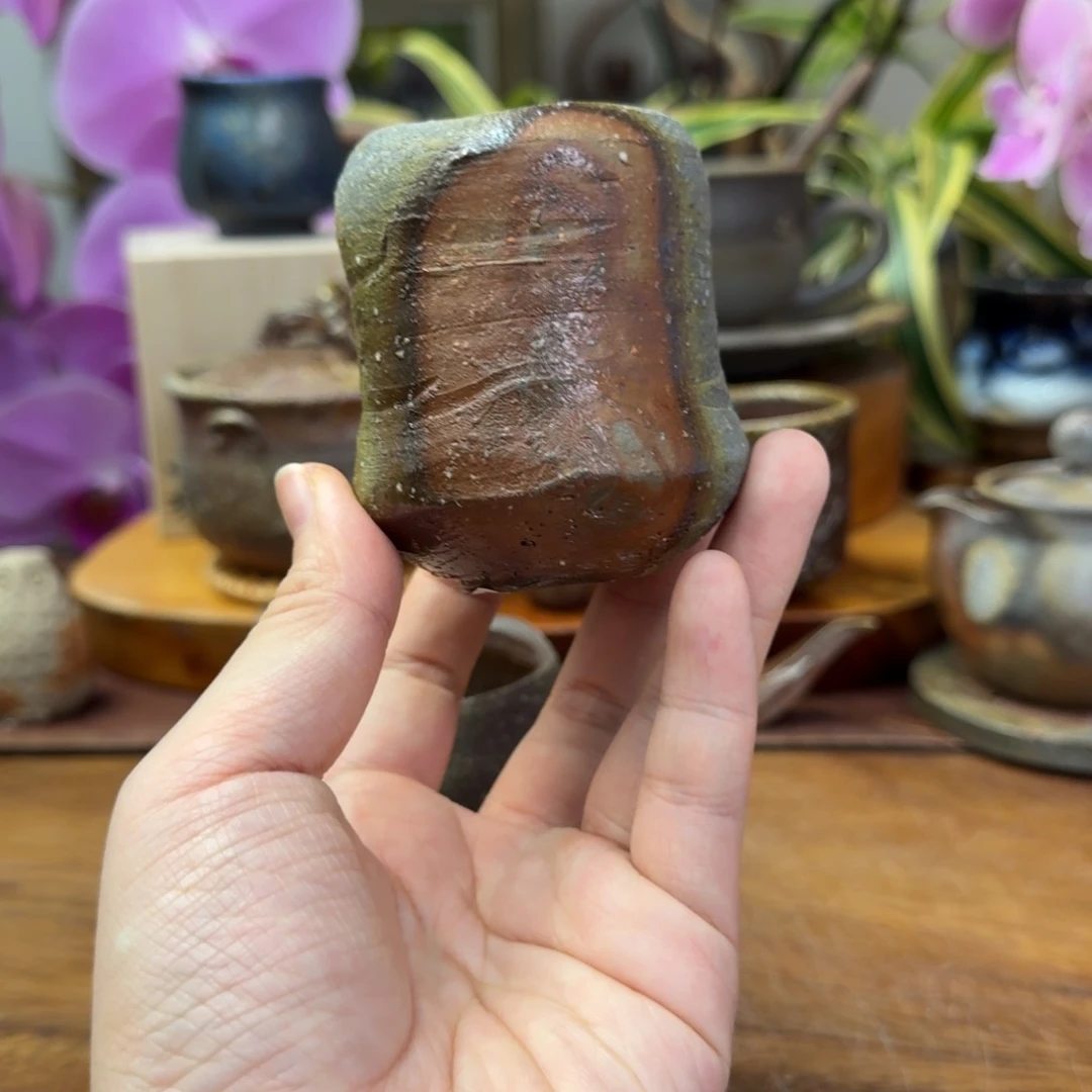 藤森信太郎备前烧窑变异形主人杯福利一口价