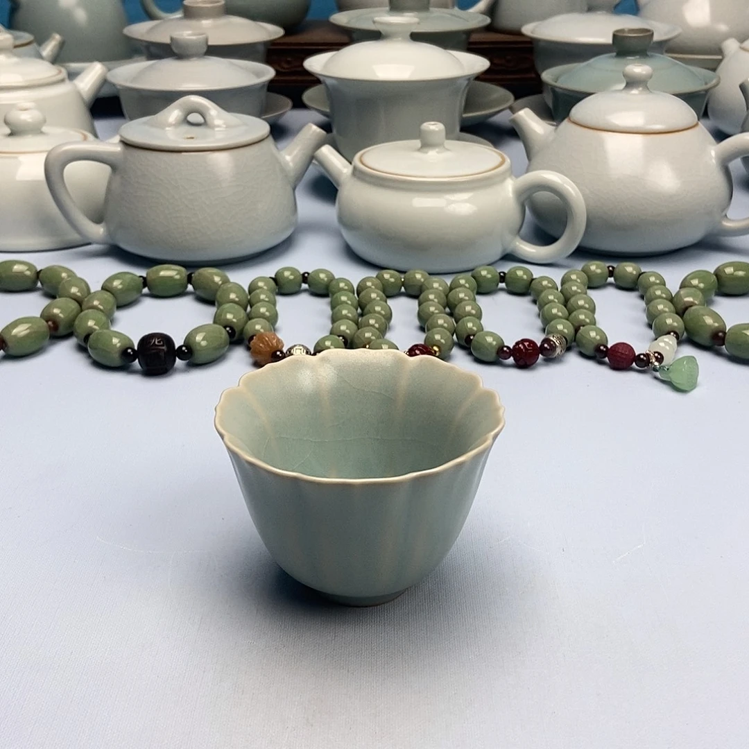 杯仿古葵口八方杯原矿原釉原产地