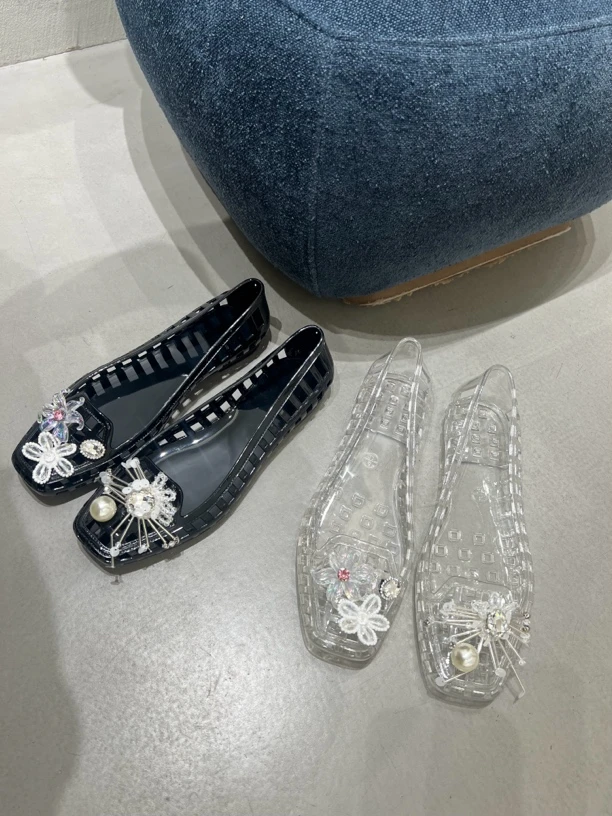 女夏季纯色尖头公主风时尚一脚蹬时装凉鞋圆头休闲