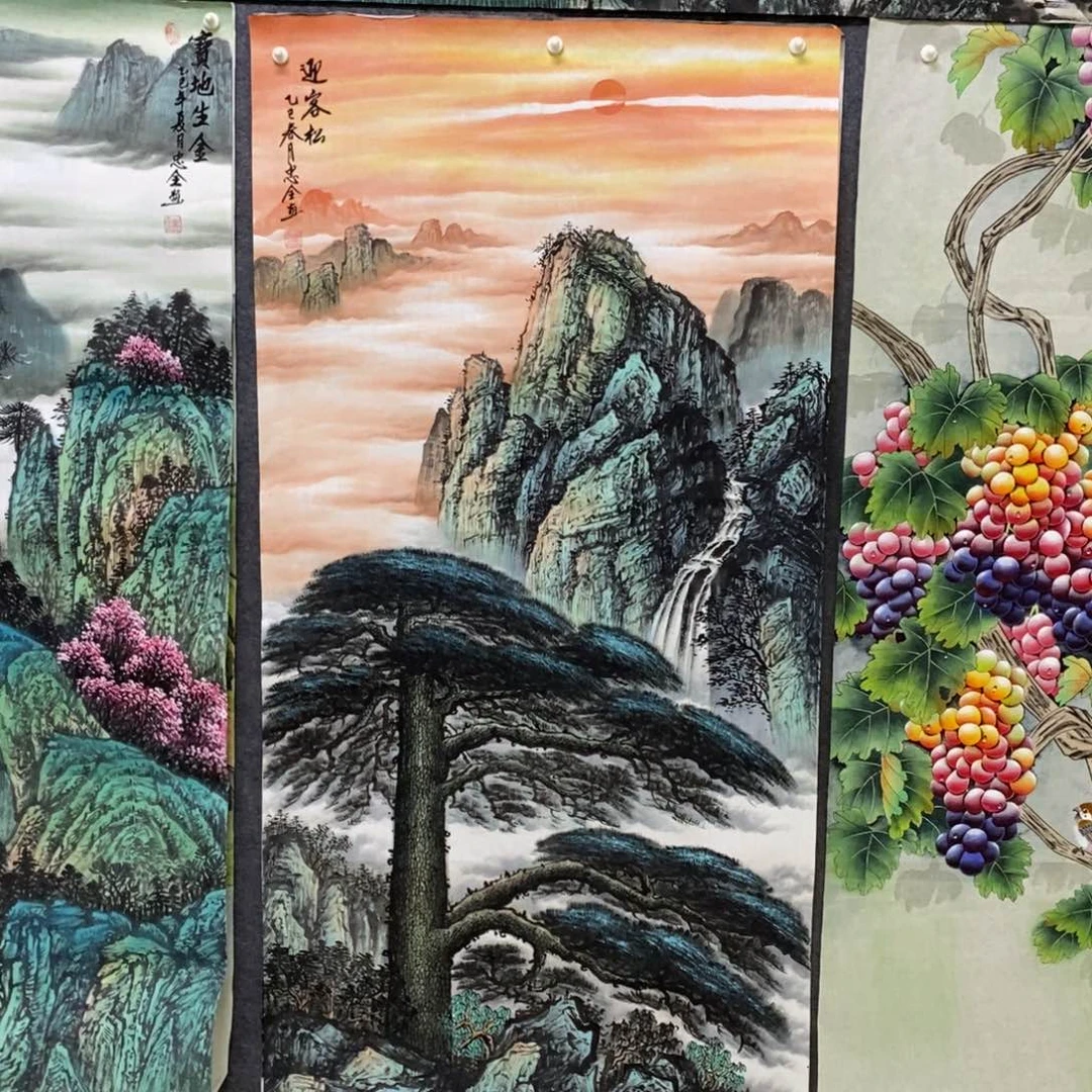 国画尺寸140✖️70四尺手绘迎客松