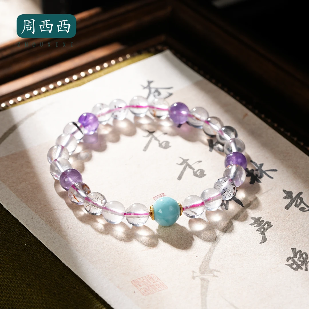 周西西珠宝超七海纹石路路通手串7.5mm女款百搭多样性发货18157