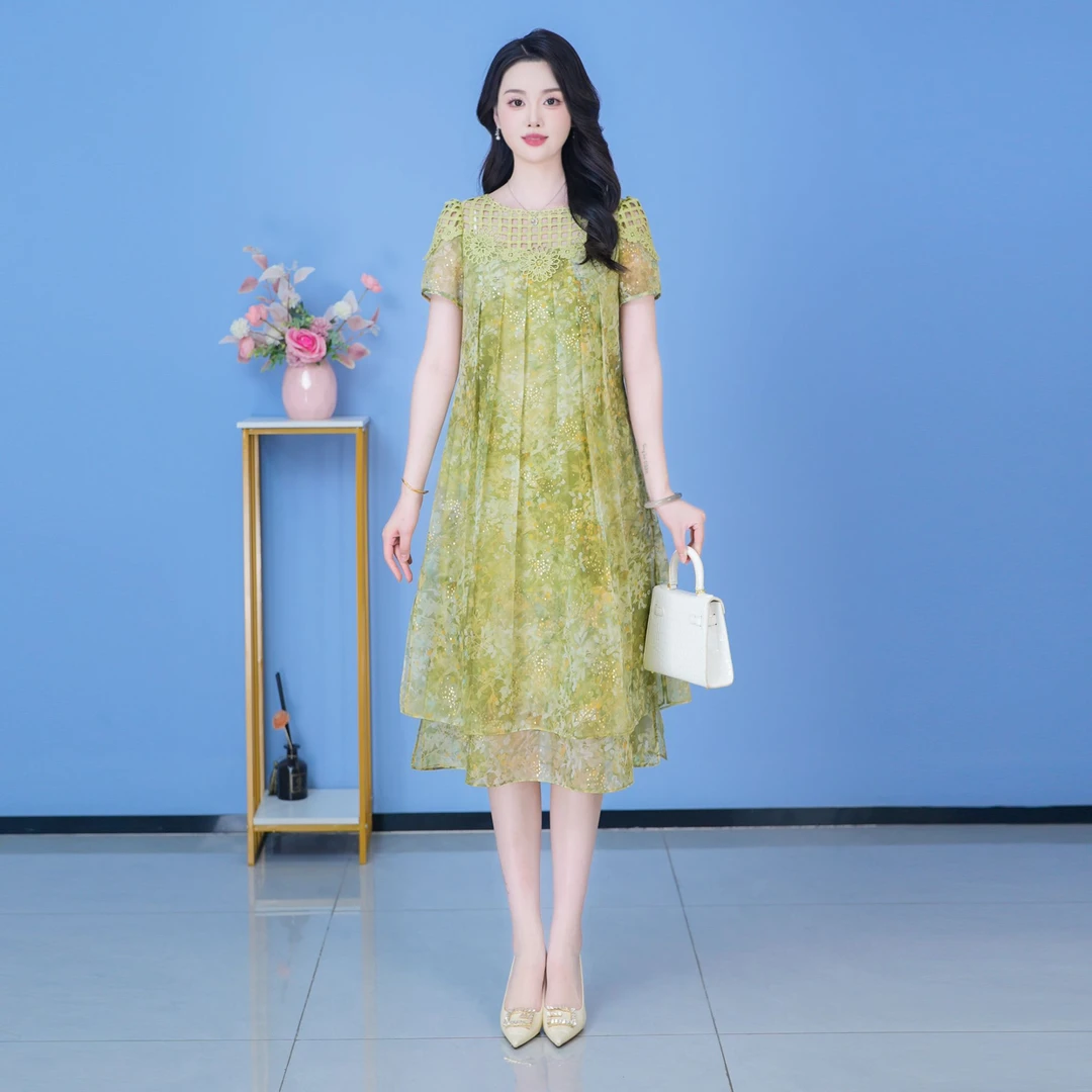 【SJYH1915】2025年夏季新款时尚优雅减龄连衣裙显瘦气质