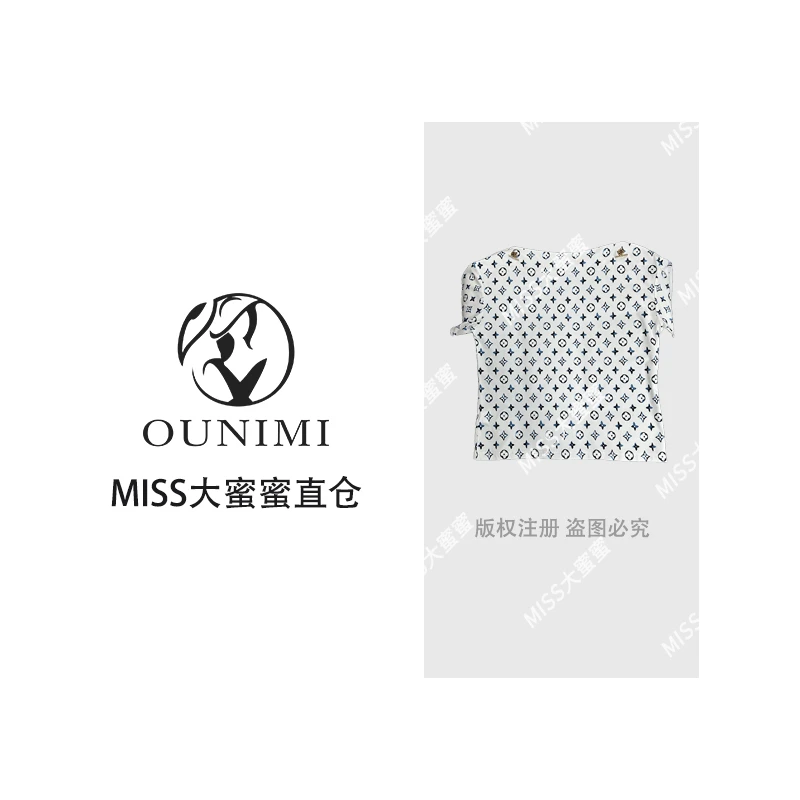 欧倪蜜 OUNIMI 女式时尚气质休闲百搭短袖印花T恤DMM26255