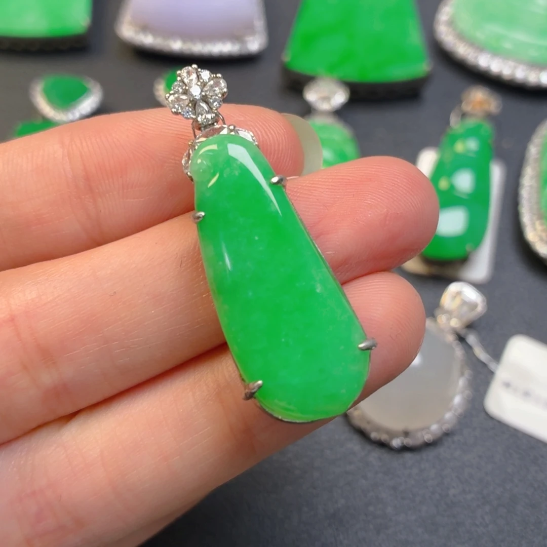 翡翠银S925镶嵌吊坠(不含链)