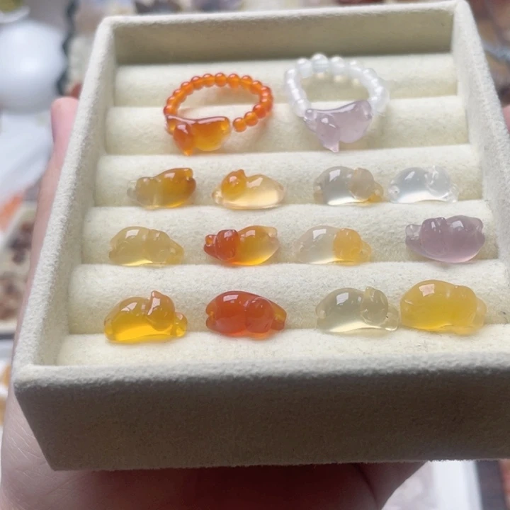 未镶嵌玛瑙戒指猫玛瑙/玉髓
