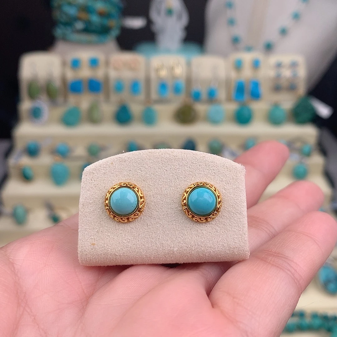 绿松石未镶嵌耳饰