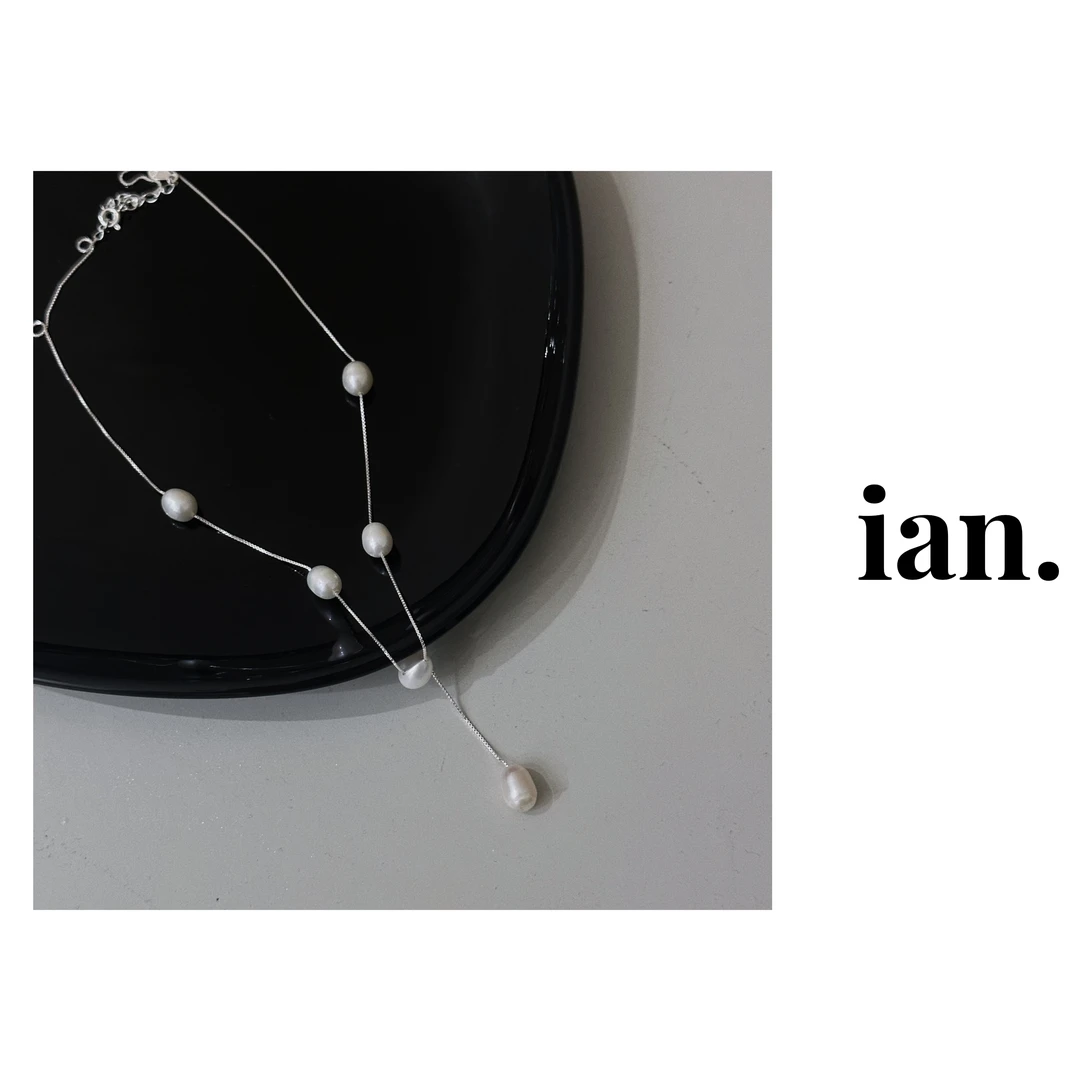 链子925银仿珍珠 【ian】串珠925银项链