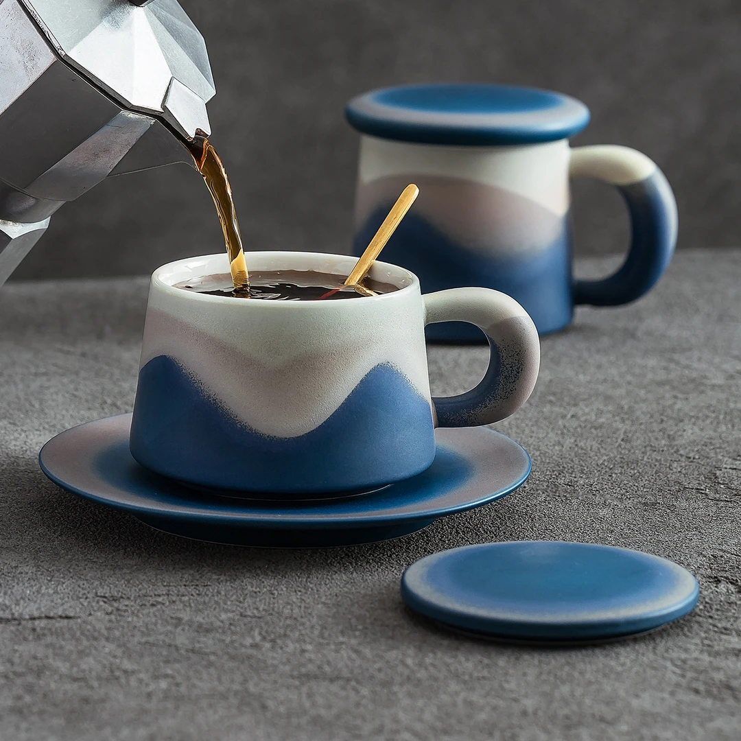 咖啡杯碟套装2025新款高级感好看的精致高颜值个人专用喝水马克杯