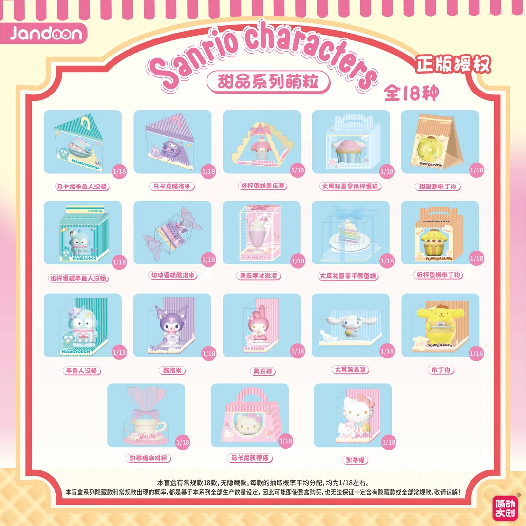 【代拆】三丽鸥甜品微场景系列萌粒潮玩盲盒(不包官瑕)