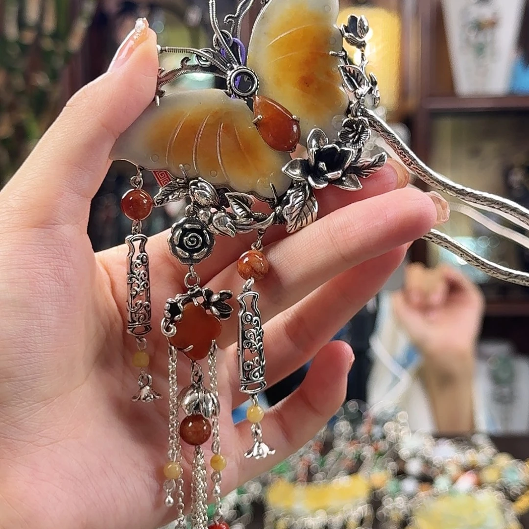 翡翠银S925镶嵌发饰