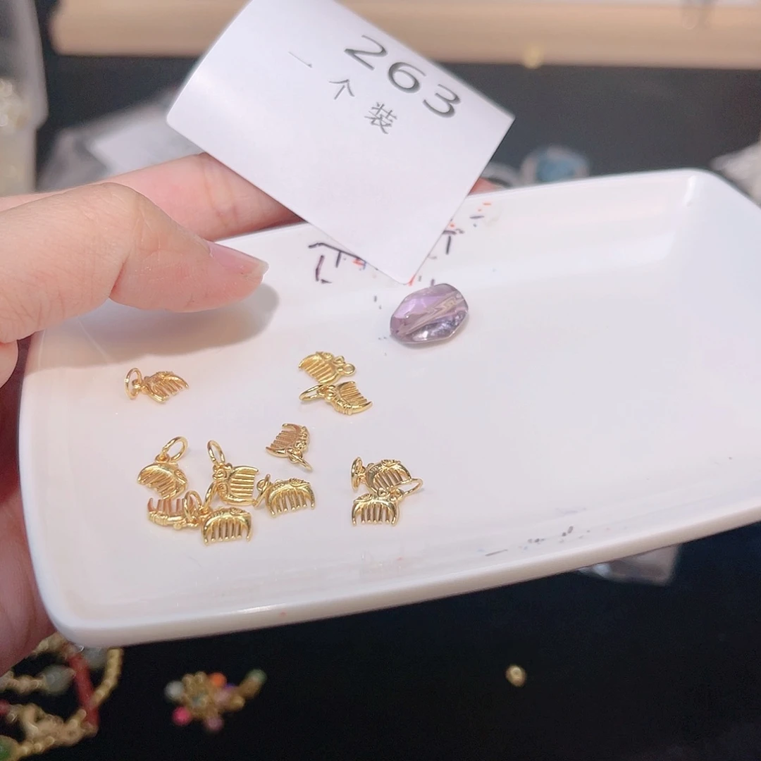 水晶珠宝半成品银S925镀金镶嵌263