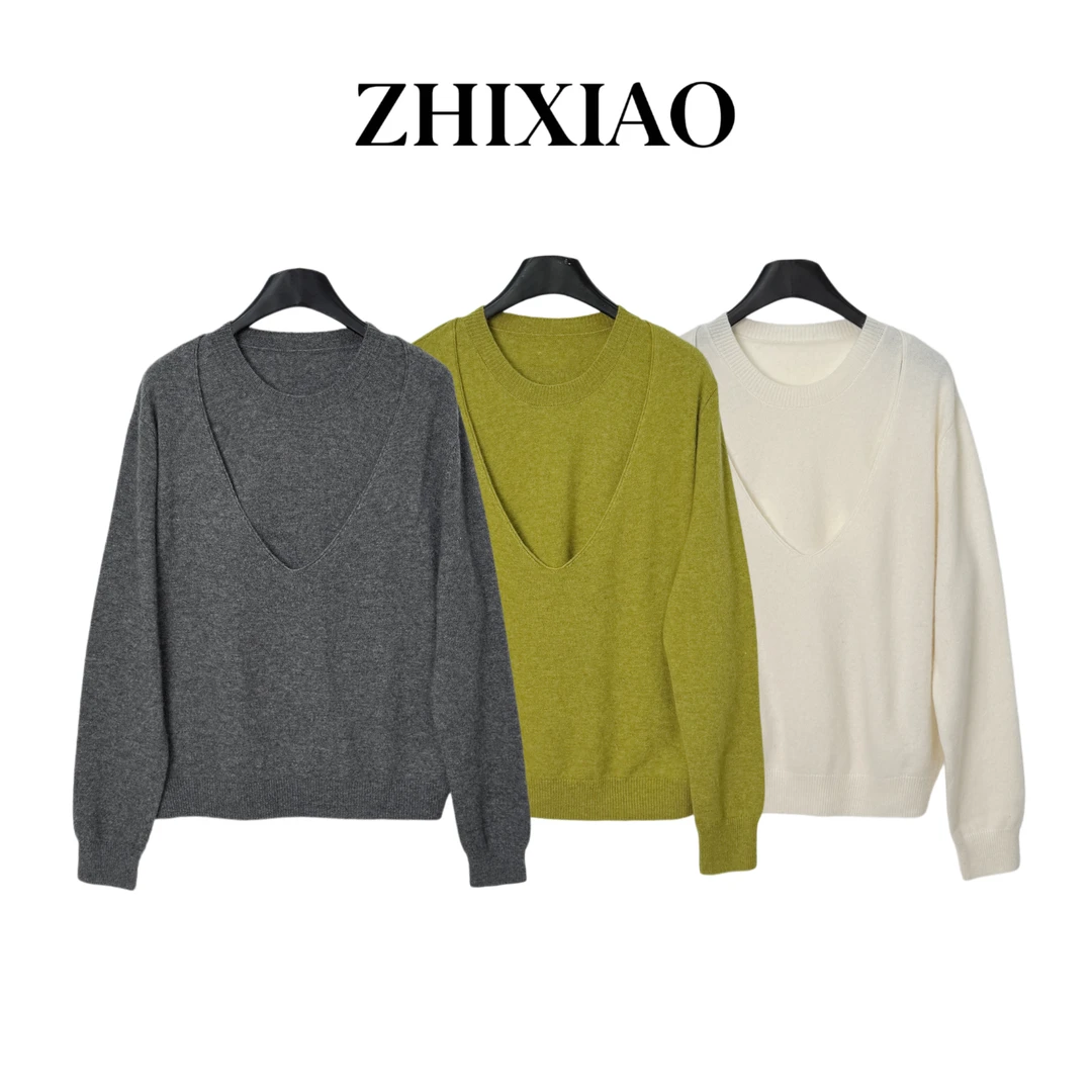 【ZHIXIAO】秋冬新款：假两件针织毛衣TR1140
