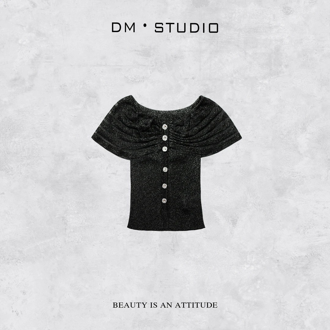 DEDM•STUDIO/精致减龄感静奢细闪荷叶边显瘦上衣2503TX/25S106-7