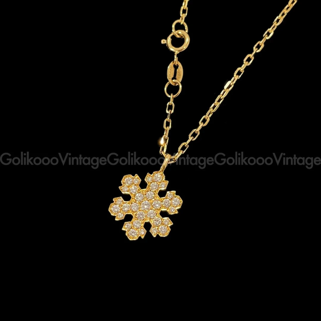 95新 BVLGARI/宝格丽 18k金满钻雪花项链 RB2501038