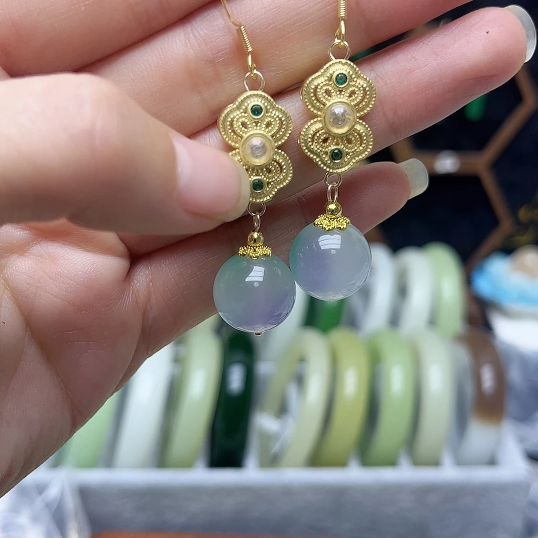 玛瑙/玉髓合金耳钉耳饰