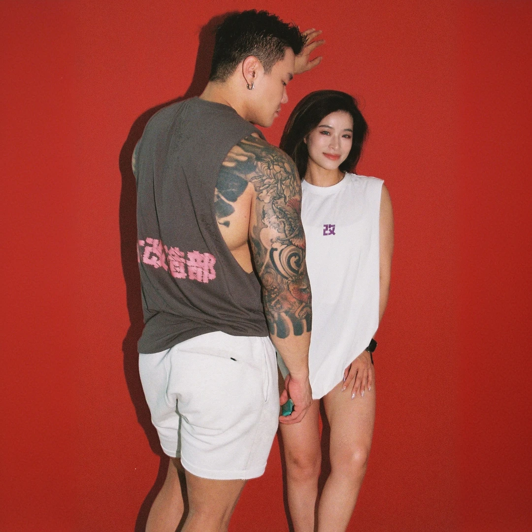 肉改部RGB情侣无袖T恤纯棉美式运动健身训练T恤