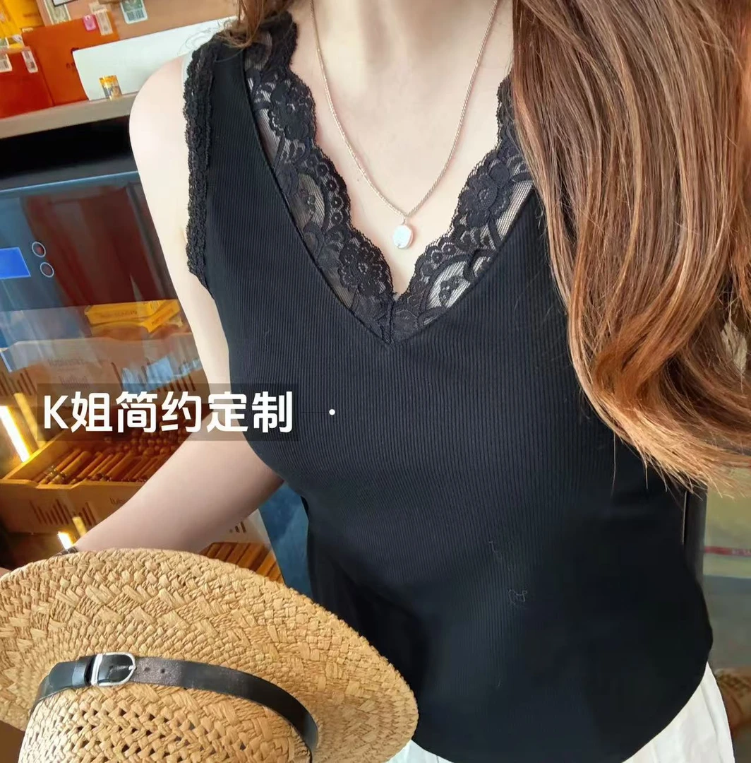 GTNER"KK定制"蕾丝花边拼接无袖背心夏季气质百搭外穿上衣D1881