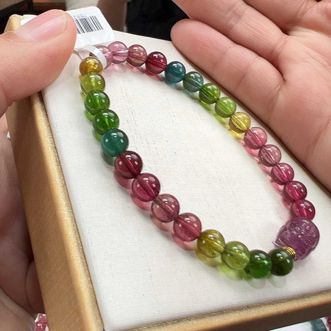 手串碧玺18K金镶嵌6.5mmmmmm