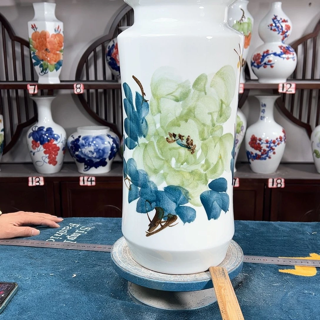 摆件景德镇陶瓷书绿牡